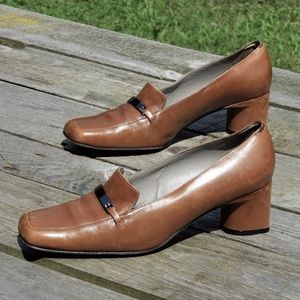Bally Square Toe Pumps Caramel Brown Sz 9.5 US